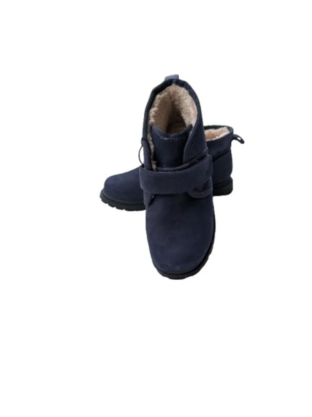 Navy blue suede Sherpa cozy winter boots with shearling lining 11